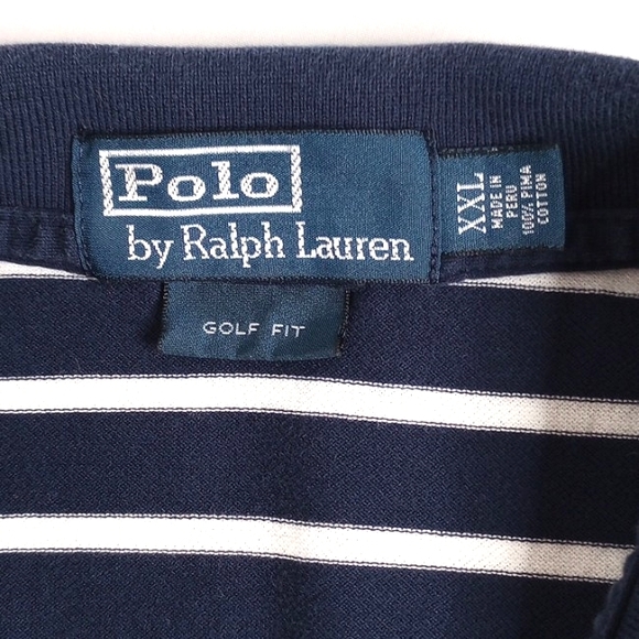 Polo by Ralph Lauren Men's Blue White Striped Short Sleeve Knit Polo XXL - Picture 8 of 9